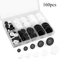 160pcs mixed sewing buttons black white 4 holes resin shirt button crafts with storage box for sewing clothing needlework