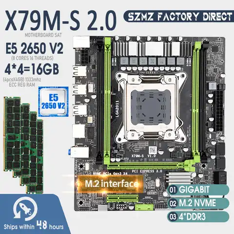 Материнская плата X79 M-S 2,0 LGA2011 M ATX USB2.0 PCI-E NVME M.2 SSD с поддержкой памяти REG ECC и процессора Xeon E5