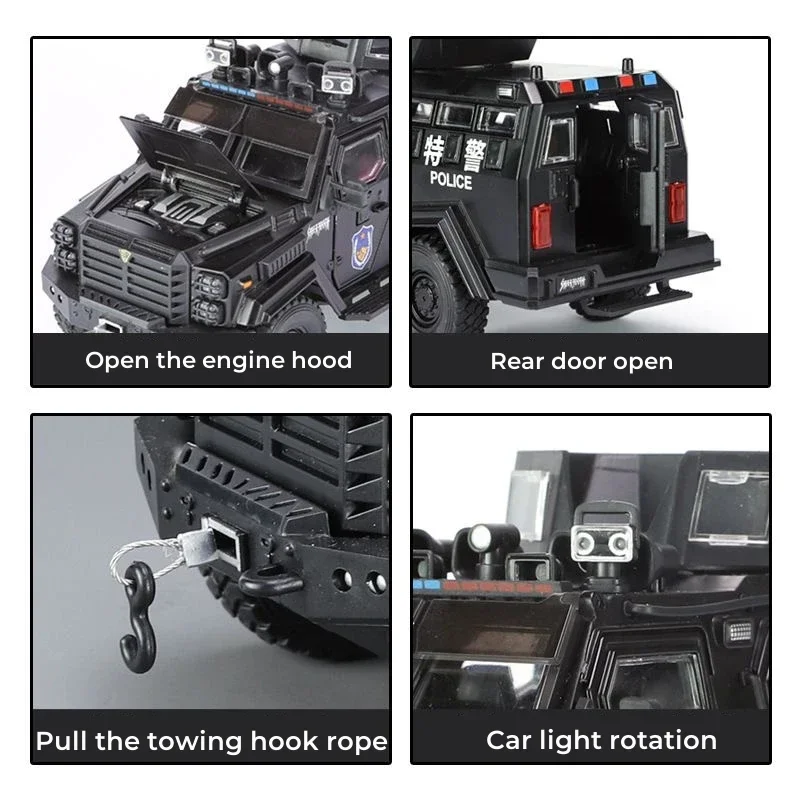 Литая Под Давлением Модель Полицейского Внедорожника В Масштабе 1:24 Со Звуком И