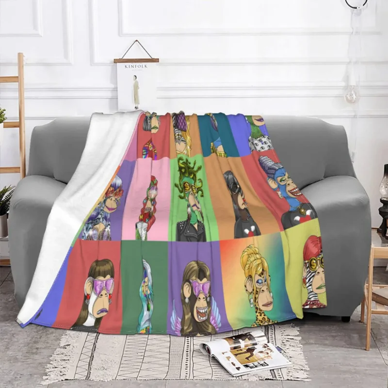 

Bored Ape Yacht Club Bayc Blankets Flannel Textile Decor Breathable Soft Throw Blankets for Sofa Travel Bedspread