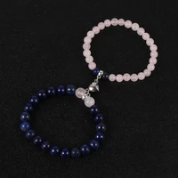 2pcsset fashion natural stone love bracelet crystal lapis lazuli beads men bangle couple items for lovers women jewelry chains