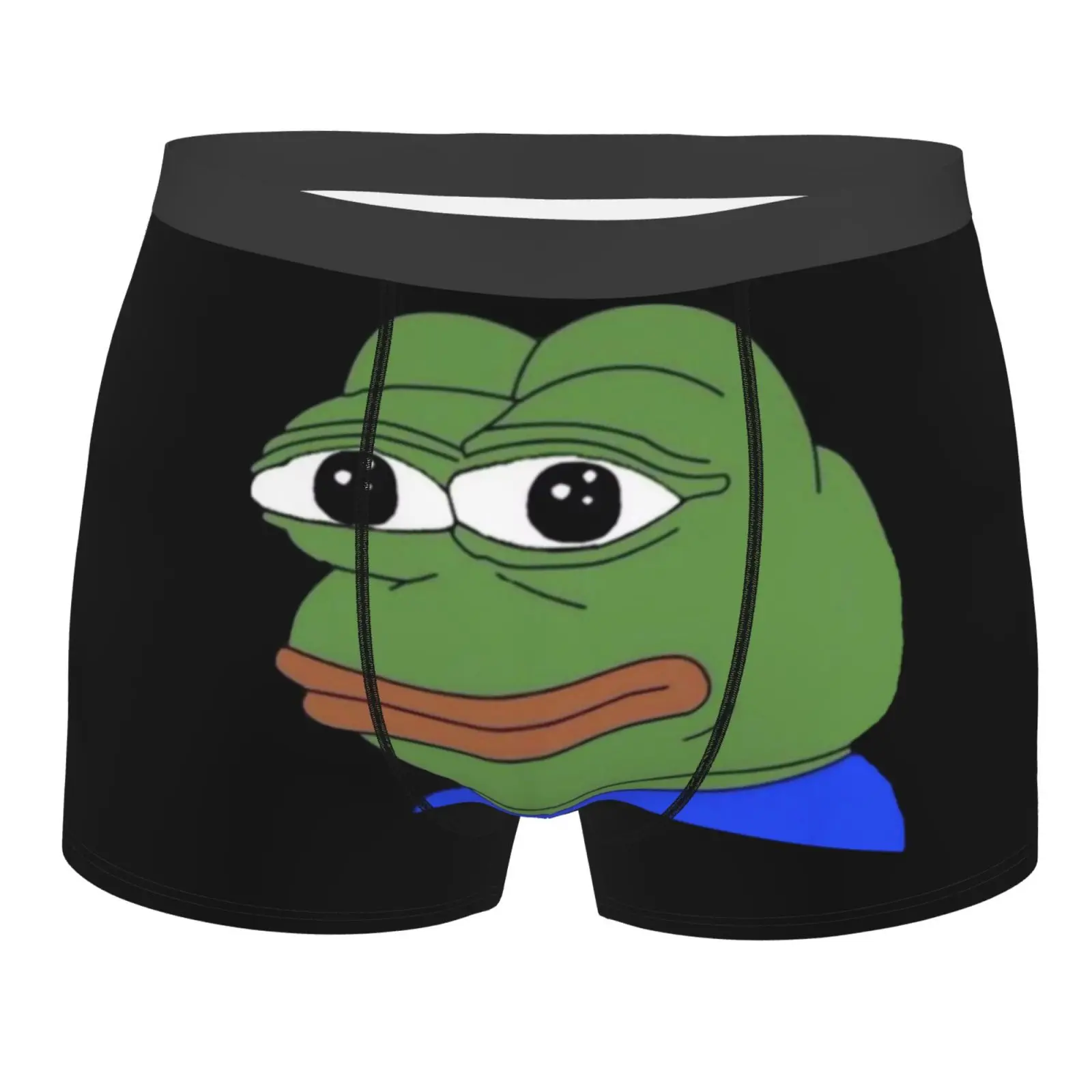 

Боксеры мужские с принтом грустной лягушки, мягкие дышащие трусы с двухсторонним принтом, нижнее белье