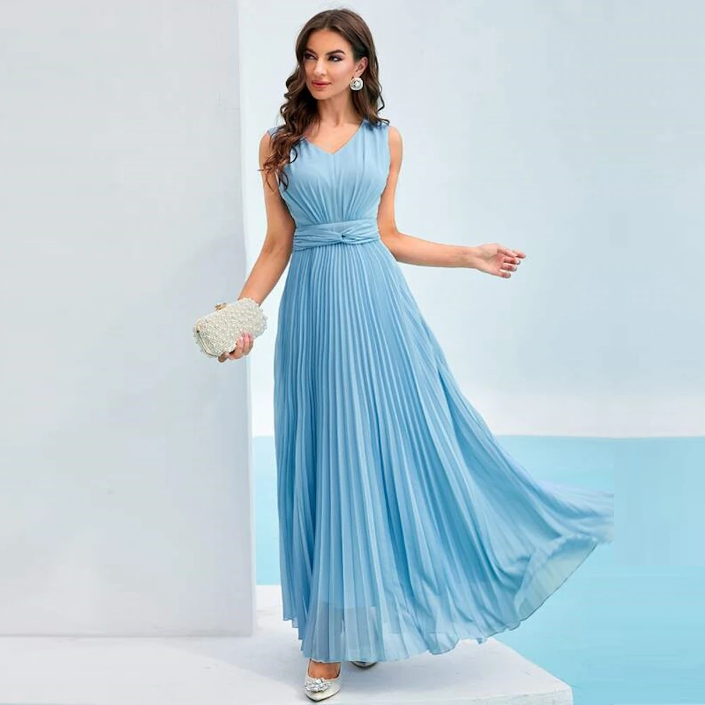 

Женское платье-макси без рукавов, с V-образным вырезом