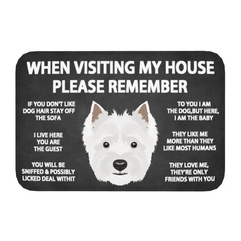 

Custom Smiling West Highland White Terrier Doormat Mat Anti-Slip Westie Dog Bathroom Kitchen Toilet Rug Carpet 40*60cm
