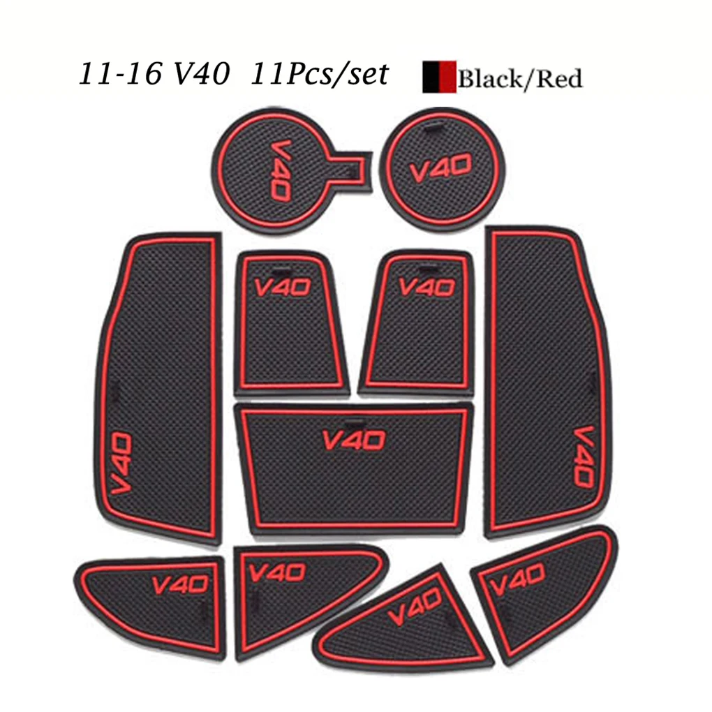 

11pcs/set Car Interior Decor Nonslip Door Gate Groove Pad Mat Replacement For Volvo V40 2011-2016