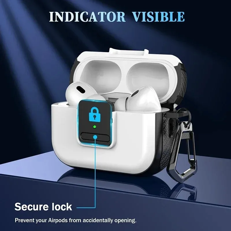 For Airpods Pro 2 Generation 2nd 1st Case With Secure Lock Magnetic Protetive Hard Cover Keychain 3