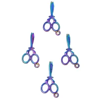 10pcs alloy scissors shape charms pendant accessory rainbow color jewelry diy making necklace earring metal bulk wholesale