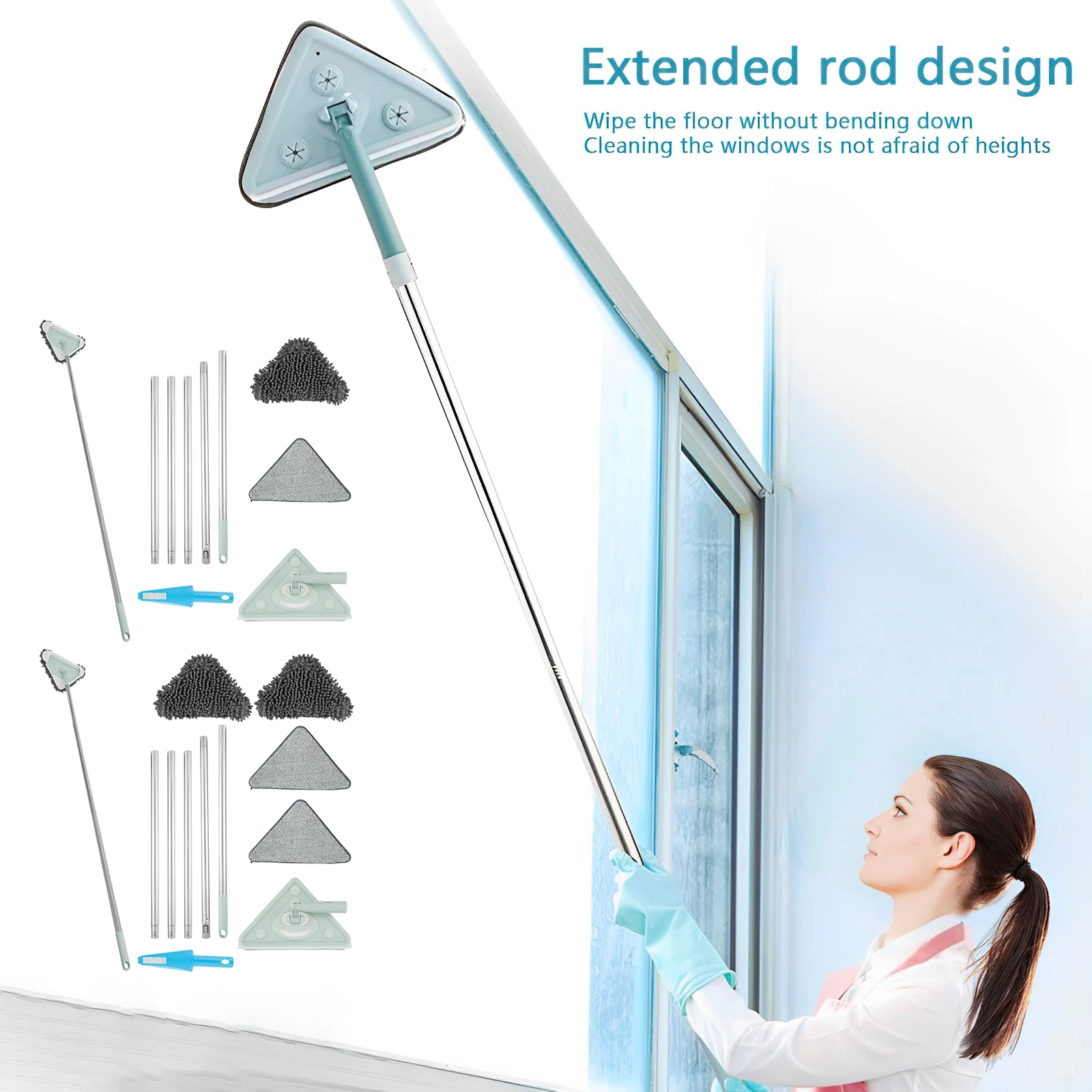 

Wall Mop with Long Handle 360 ° Rotating Wall Cleaner Mop with Replacement Cloth Extendable Wall Cleaning Tool Dry and Wet