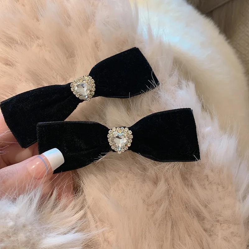 

Женские/Женские винтажные бархатные шпильки для волос с бантом, черные шпильки для волос с челкой Cip, аксессуары для волос