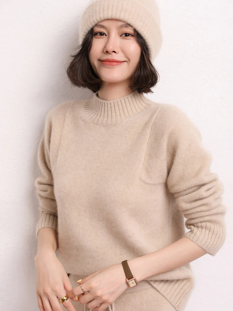 

KOIJINSKY Autumn and winter cashmere women's semi-turtleneck knitted cashmere sweater