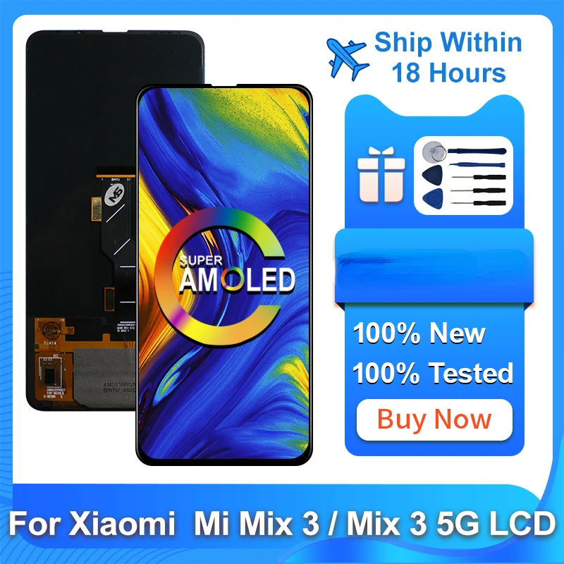 

ЖК-дисплей 6,39 дюйма Super AMOLED с дигитайзером сенсорного экрана в сборе для Xiaomi Mix 3, запасные части для M1810E5A M1810E5GG