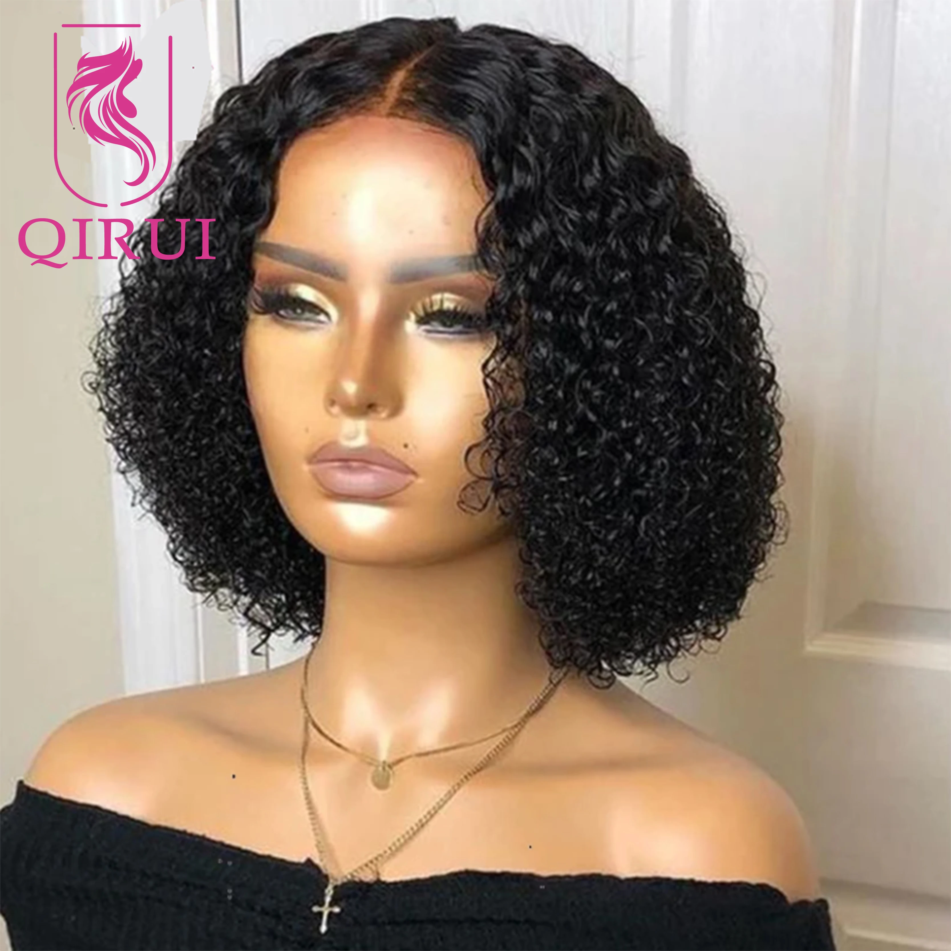 Парик из натуральных человеческих волос с шелковым верхом маленький кудрявый