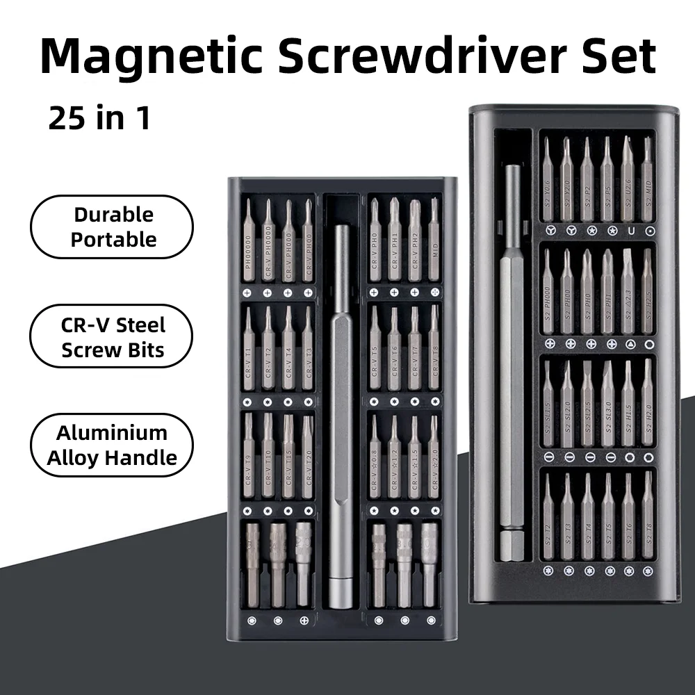 

Screwdriver Set 25 in 1 Magnetic Screw Driver Kit Bits Precision Electric Iphone Computer Tri Wing Torx Screwdrivers Small
