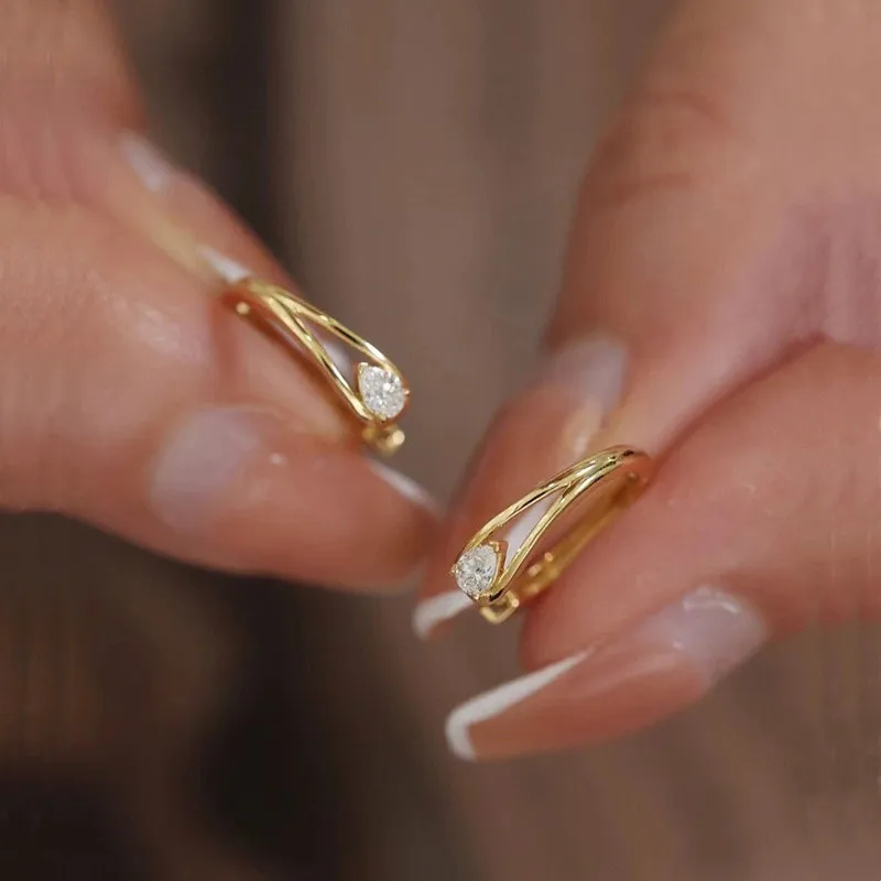 Модные циркониевые серьги-кольца в форме капли воды для женщин и девушек