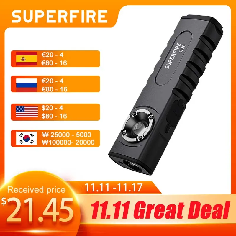 

SUPERFIRE LED Emergency Floodlight USB C Rechargeable Led Flashlight Power Bank Hand Torch Magnet Flashlights Laser Work Light