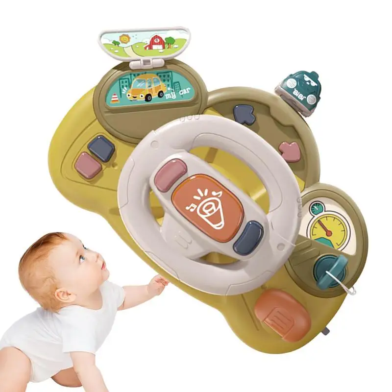 

Мультяшная имитация автомобиля для вождения, рулевое колесо для детей, детская коляска для раннего развития, музыкальные игрушки для вождения