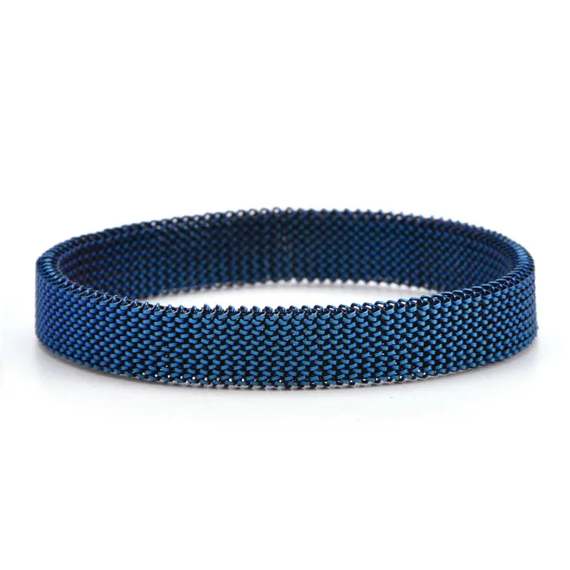 New Fashion Stainless Steel Jewelry Elastic Spring Wrist Band Stretch Mesh Bracelets Unique Colorful Bangles