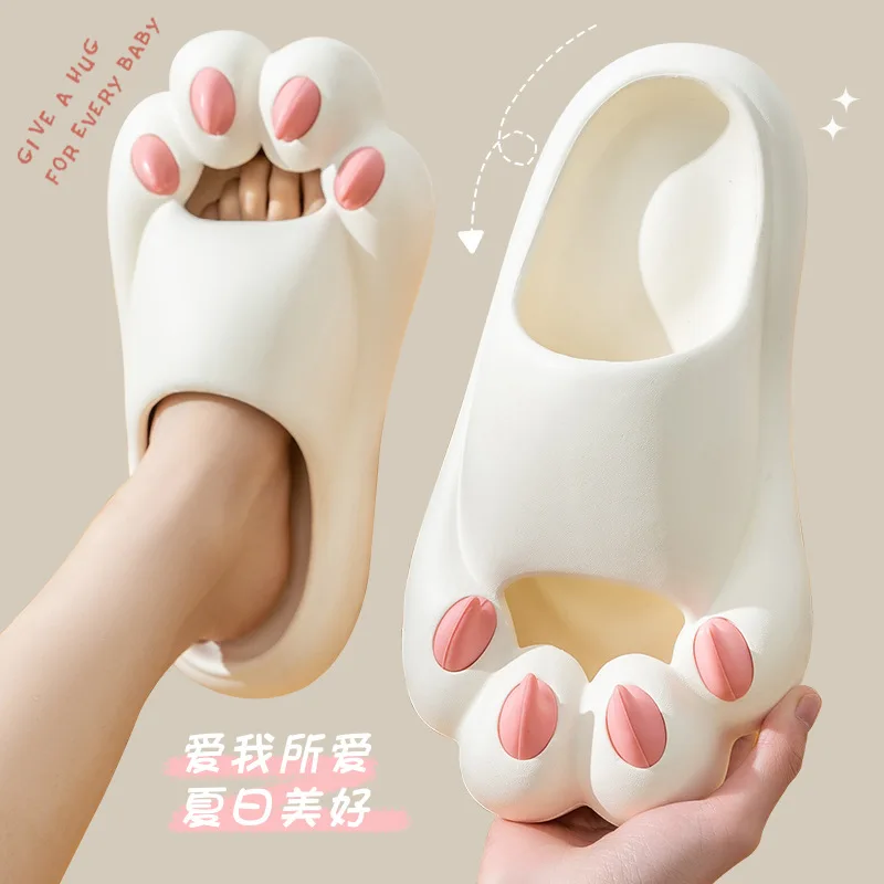 New Summer Women Cartoon Slippers Lovely Bear Paw Home Indoor Slippers Funny Couples Male Slides Casual Beach Sandals Flip Flops