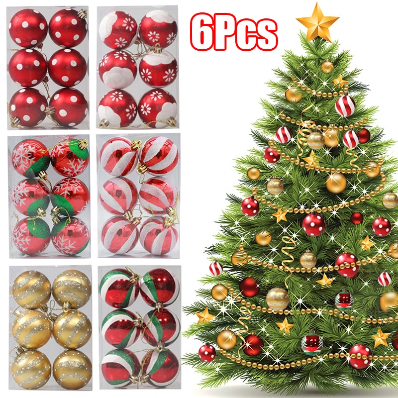 

Рождественские шары, 6 шт., 6 см, украшения для рождественской елки, небьющиеся елочные шары, рождественские шары, украшения для дома