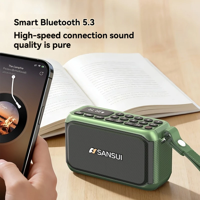 Фото Цифровое FM-радио SANSUI F81, 15 Вт, беспроводной Bluetooth-динамик, полнодиапазонный динамик, басовая диафрагма, HD-вызовы, красочная RGB-подсветка, AUX/USB №3