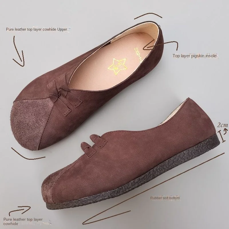 Туфли женские из натуральной кожи в стиле ретро натуральная кожа буддийские