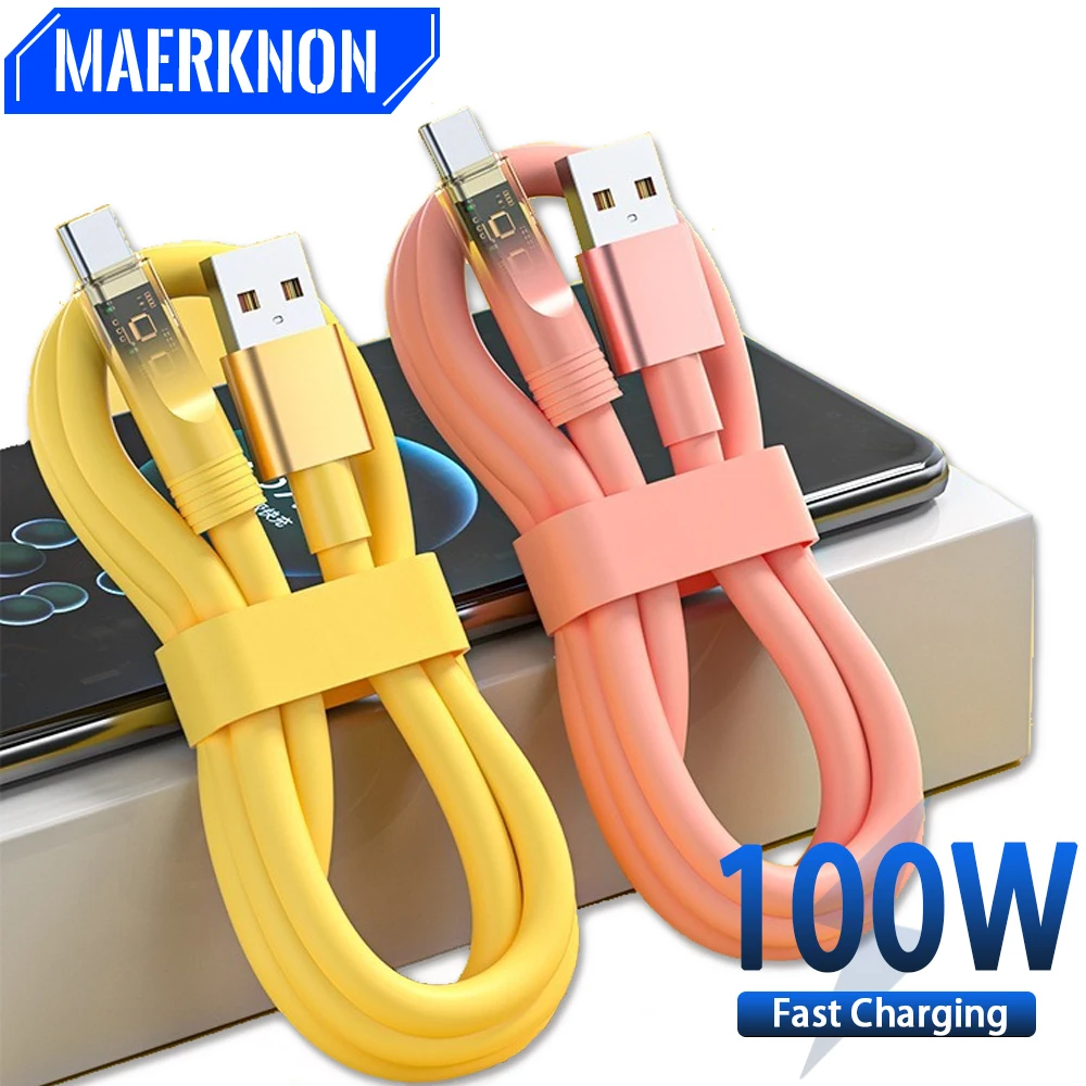 

100W USB Type C Cable 6A Fast Charging USB C Cord Cable For Xiaomi 14 Poco Oneplus Samsung Huawei Quick Charger Cables Data Wire