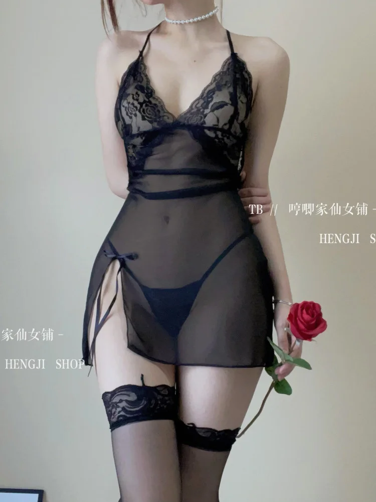 

Lace Sexy WOMENGAGA Hem's Mesh Backless Solid Color Tank Mini Dress Women's Summer Thin Temptation New 2022 Korean Sweet D4HL
