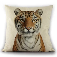 cotton linen tiger print cushion cover 45x45cm for home sofa bed decoration nordic simple pillow covers for childroom decoration