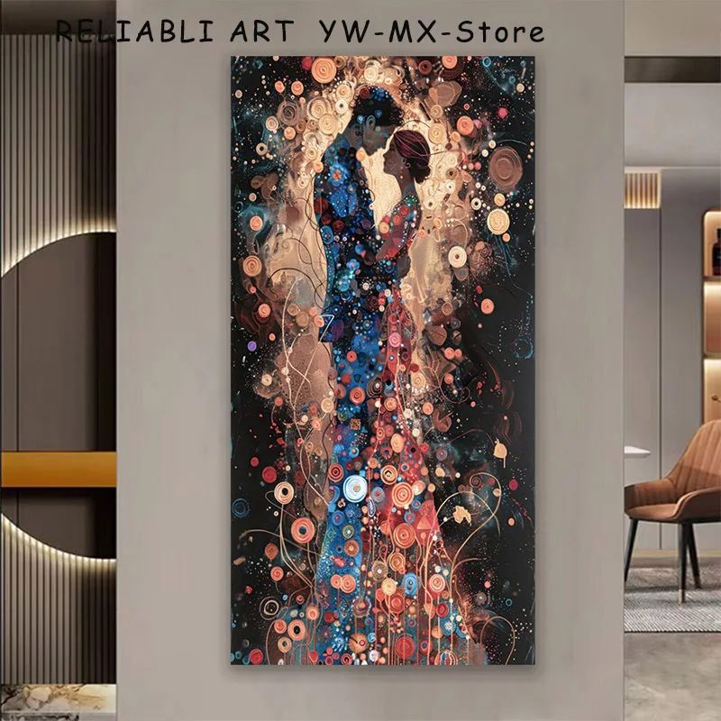 Винтажная пара в стиле Климта подчеркивающая портретную холст картина постер и