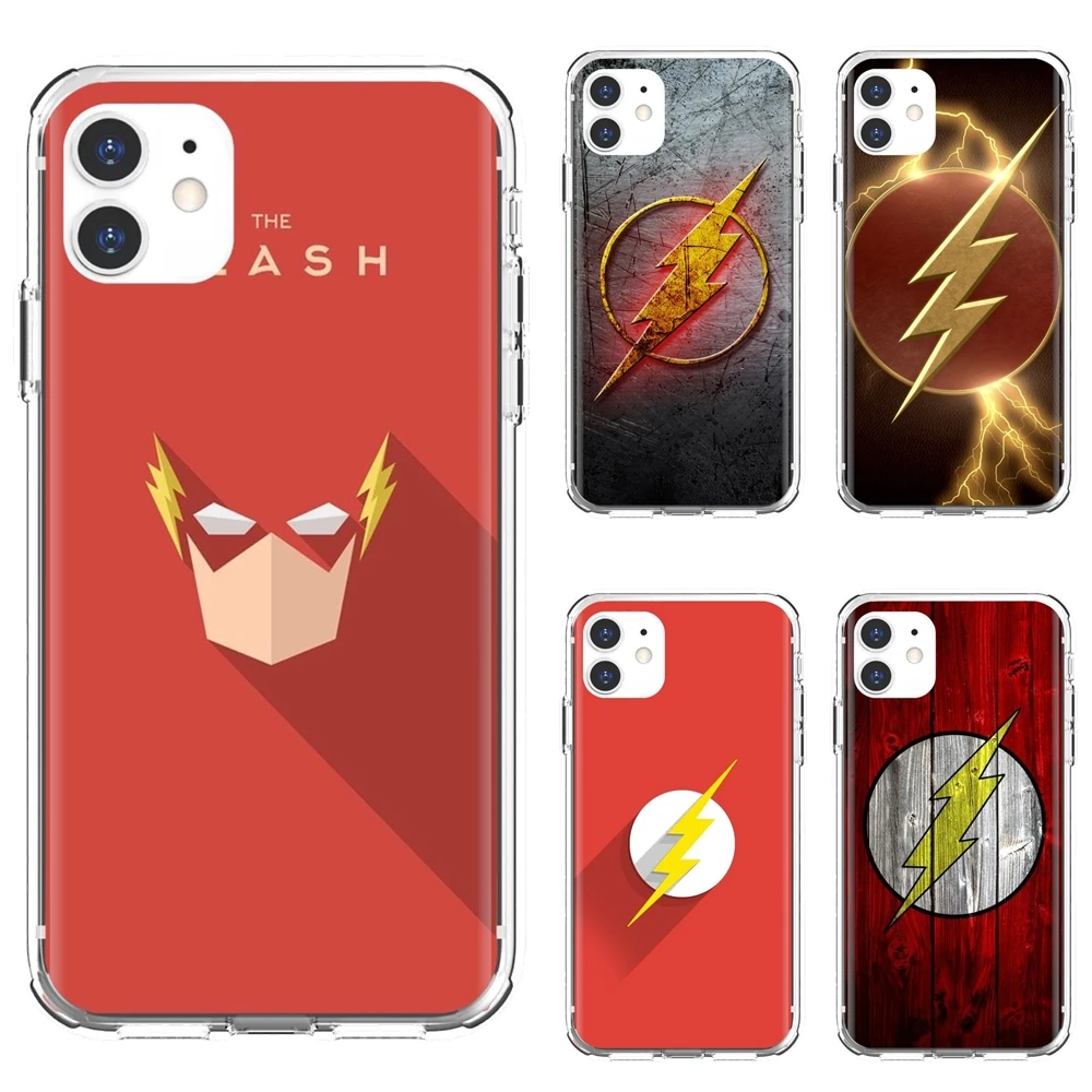 

Flash Superhero Logo Transparent Soft Case Covers For iPhone 10 11 12 13 Mini Pro 4S 5S SE 5C 6 6S 7 8 X XR XS Plus Max 2020