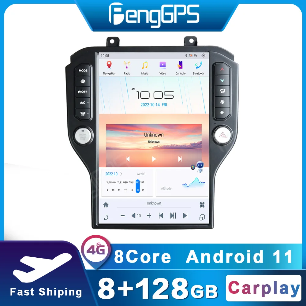 Автомобильный радиоприемник 14 5 дюйма 8 ГБ + 128 для Ford Mustang 2015-2023 Восьмиядерный Qualcomm