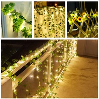 10m 100led green leaf string lights artificial vine fairy lights battery powered christmas garland light for weeding home decor