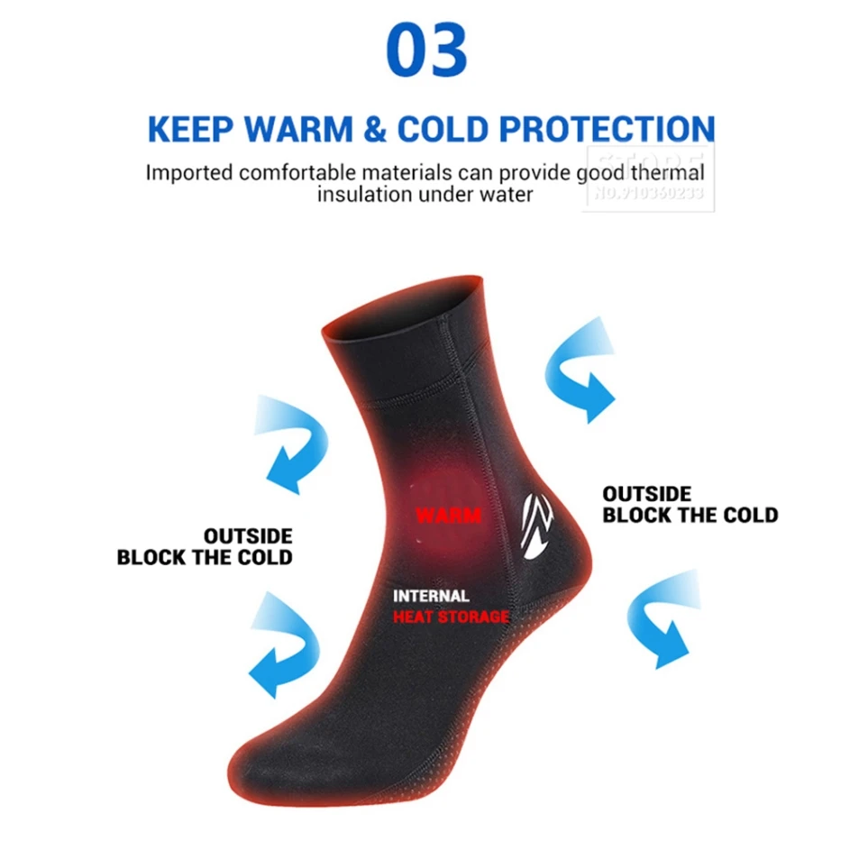 Неопреновые носки для дайвинга 3 мм охоты подводного плавания кайтсерфинга