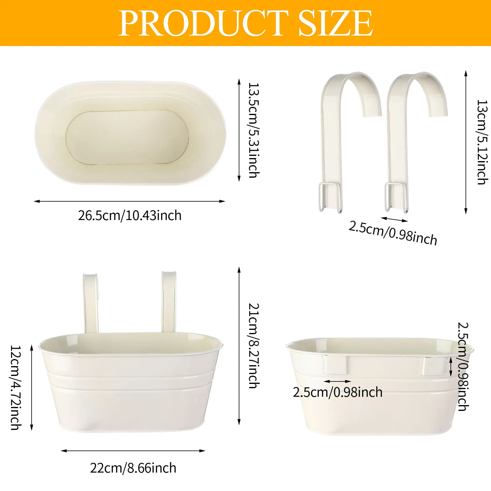 

4 шт., металлические подвесные цветочные горшки с двумя крючками