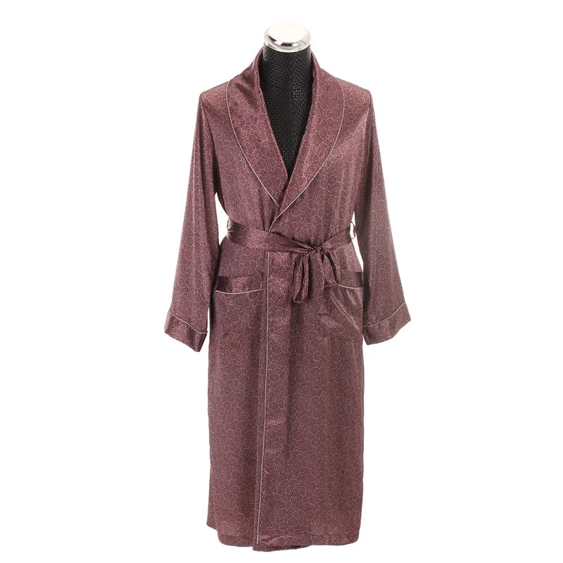 Silk Robe Mens Satin Bathrobe Noble Men Long Sleeve Satin Dressing Gown Men's Sleepwear Home Clothing Indoor Clothing Dropship