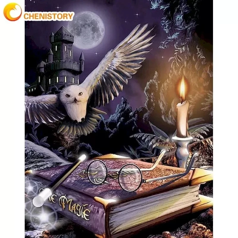 

CHENISTORY Paint By Numbers Night Owl Animal Painting By Number Kits Home Decoration Wall Art Picture Framed On Canvas Diy Gift