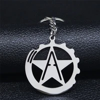 hammer and sickle anarcho communism key chain silver color stainless steel keychain for womenmen marxism pin unionism k1057s06
