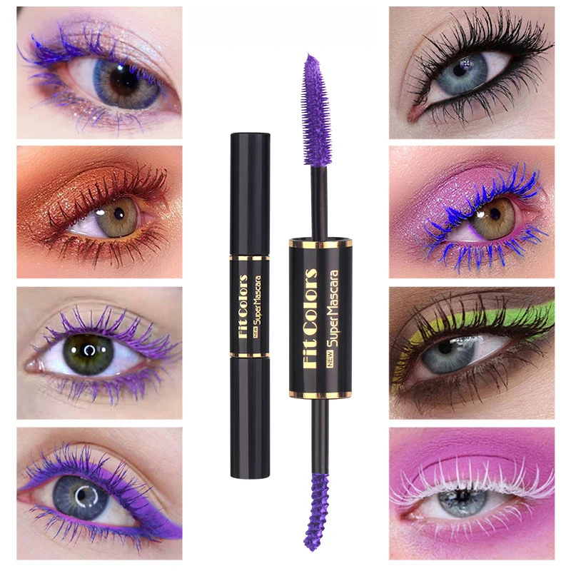 

2 IN 1 4D Silk Fiber Lash Mascara Colorful Mascara Waterproof Silk Fiber Volume Double Lengthening Curling Eye Mascara De Cilios