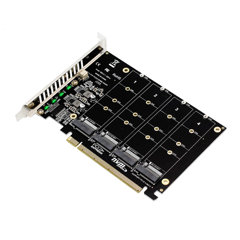 НОВЫЙ адаптер карты расширения NVME 4x 64 Гбит/с M.2 SSD M Key PCI-E Split Card Riser PCI Express 4.0 X16 на 4