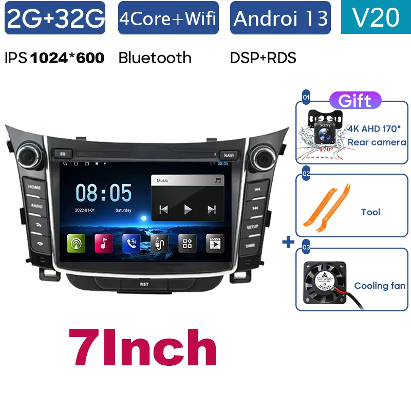 

8-ядерный для Hyundai I30 Elantra GT 2012-2017, автомагнитола, GPS-навигация, 4G, мультимедийная стереосистема Carplay без 2din, DVD-видеоплеер