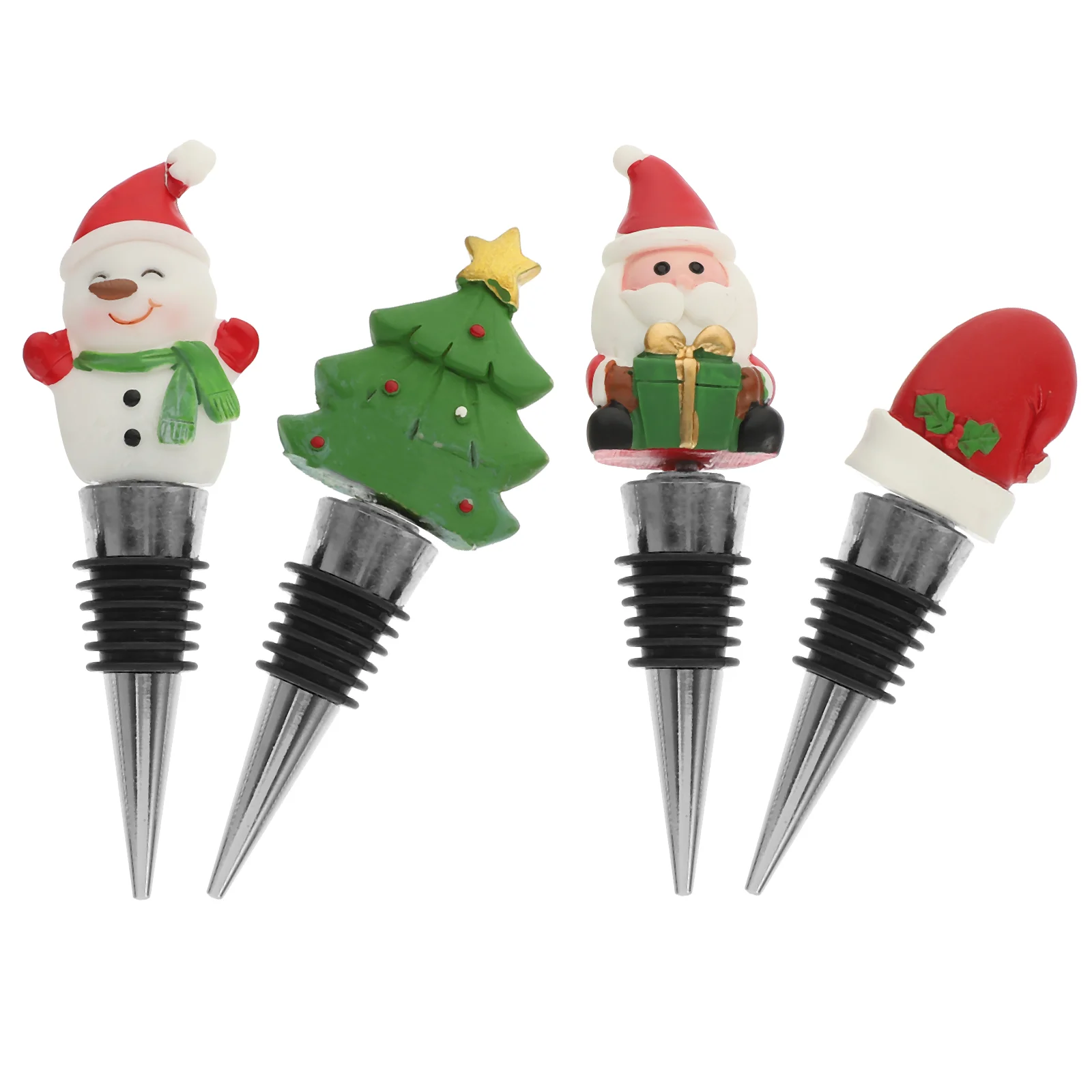 

4pcs Bottle Stoppers Reusable Christmas Stoppers Bottle Stoppers Beverage Stoppers