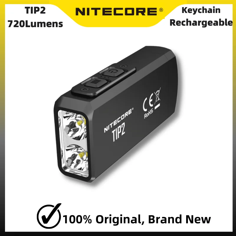 

NITECORE TIP2 Rechargeable Keychain Light Dual-Core CREE XP-G3 S3 720 Lumens Built-in Battery Portable EDC Flashlight