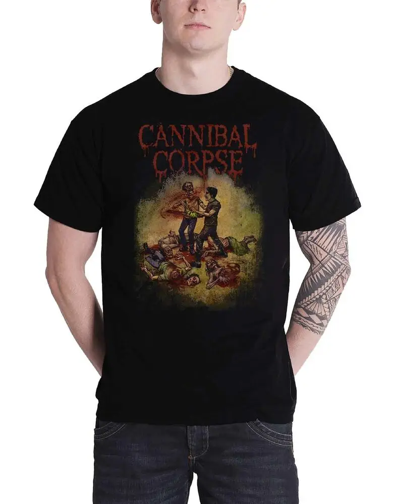 Cannibal труп футболка цепная пила логотип Новый Официальный Мужской черный - купить