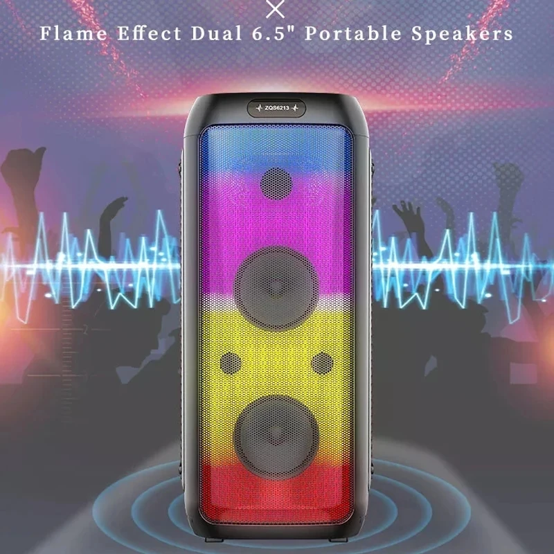 

New High-power Portable Portable Dual 6.5 "horn Flame Lamp Outdoor Square Dance Home Wireless Bluetooth Speaker Column Tronsmart