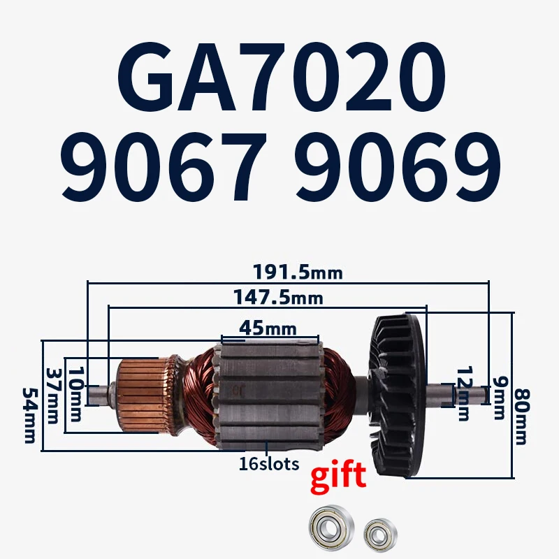 

GA7020 Angle Grinder Accessories for Makita Armature 180 GA7020 9067 9069 Angle Grinder Armature Rotor Anchor Replacement Parts