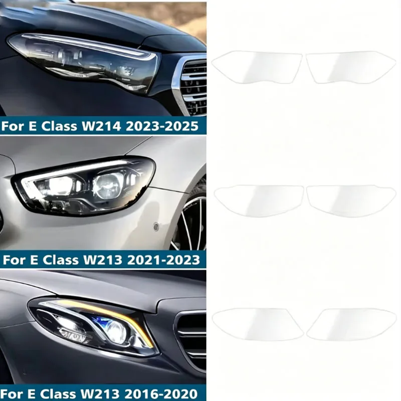 Фото Для Mercedes-Benz E-класса W214 W213 2016-2025: Защитная пленка из ТПУ для фар, дымчато-черная, предварительно вырезанная, антицарапийная, самовосстанавливающаяся №1