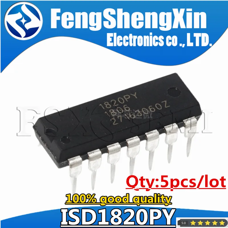 

5pcs ISD1820PY DIP-14 ISD1820 1820PY Single segment voice recording circuit