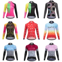 kafitt womens long sleeve cycling jersey mtb clothing conjunto feminino ciclismo maillot mujer breathable quick drying summer