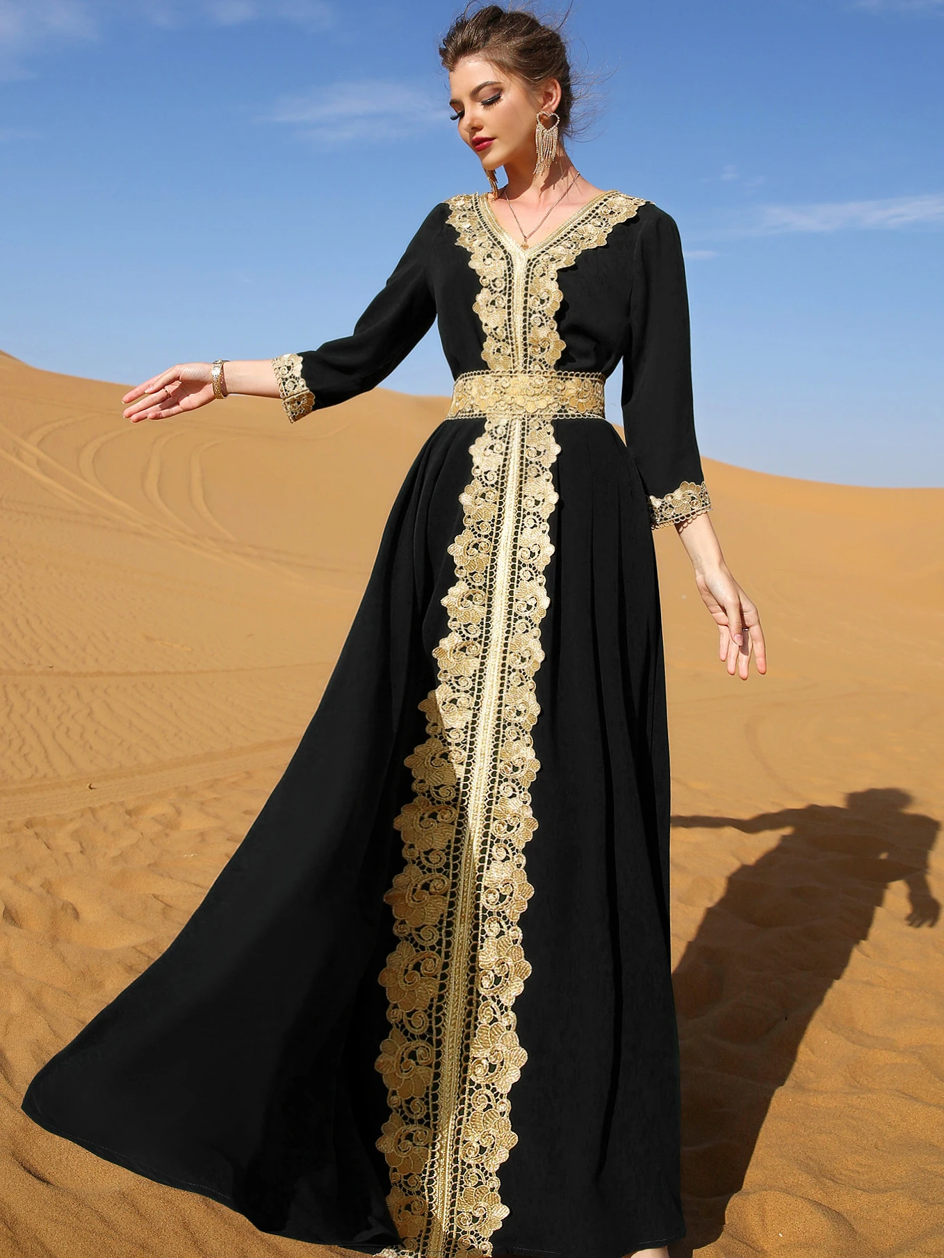 

Кружевное платье Дубай, Арабская Турция Рамадан, Abayas Caftan, кафтан, Vestido Eid, мусульманские женщины, новинка 2023, Abaya, длинные платья 2023