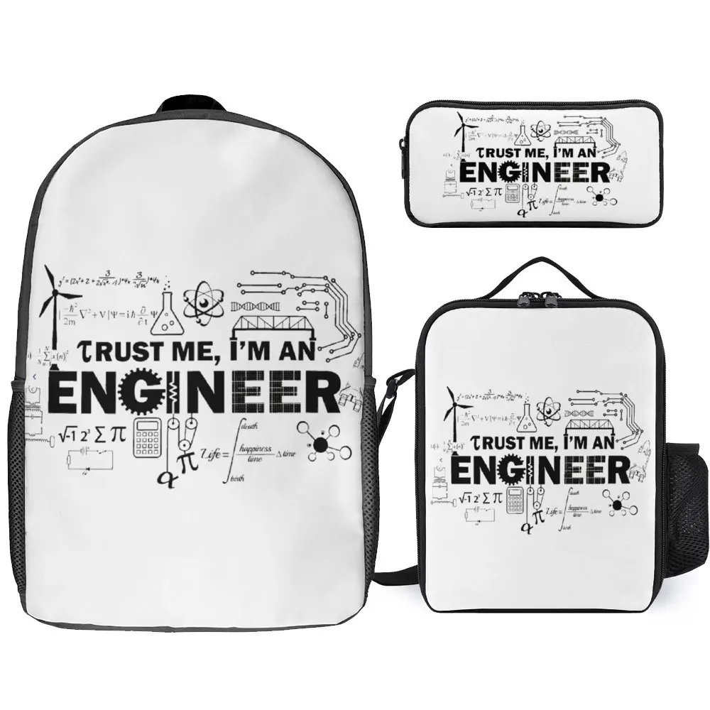 

Trust Me Im An Engineer 13 Firm Cosy Field Pack 3 in 1 Set 17 Inch Backpack Lunch Bag Pen Bag Sports Activities Funny